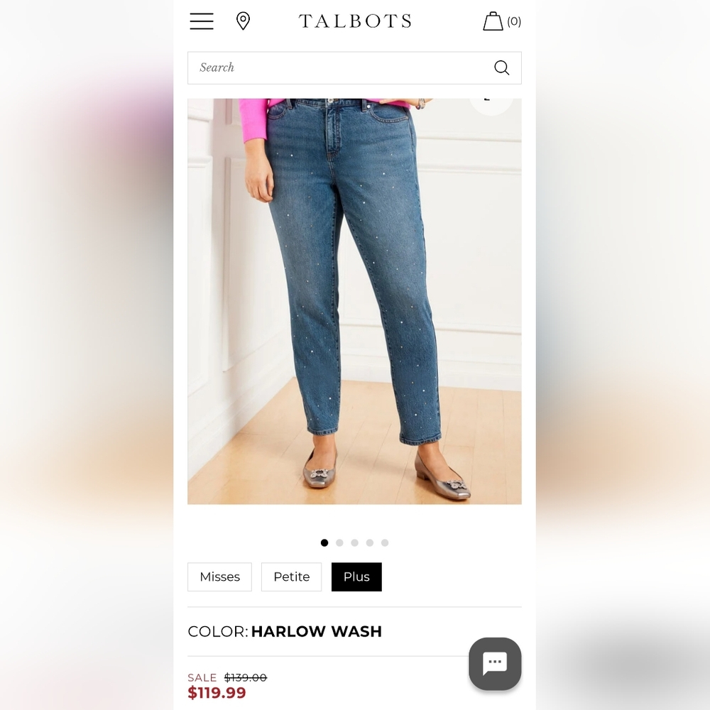 Talbot Crystal Embellished Slim Ankle Jeans - Harlow Wash size 14